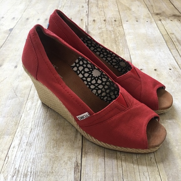 Toms Wedge Peep Toe Heels - Picture 1 of 6
